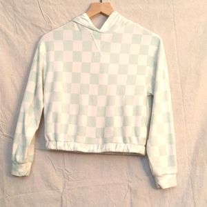 Art Class Green and Cream Checkered Girls Sweatshirt Size L